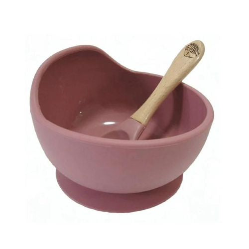 Silicone Suction Bowl & Spoon - Pink