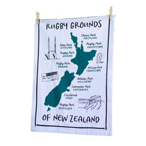 NZ Rugby Grounds Tea Towel