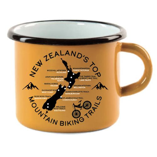 Mountain Biking Enamel Orange Mug - Small