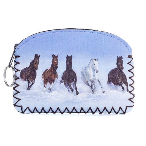 Horses in Snow Curved Coin Purse