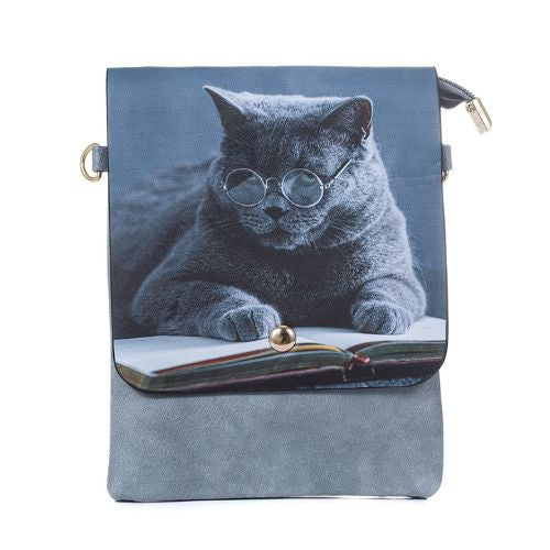 Cat With Book Flap Bag