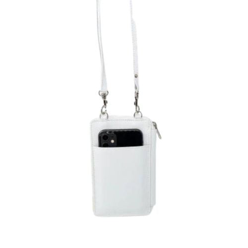 Ladies Leather Cellphone Crossbody Bag - White (Second)