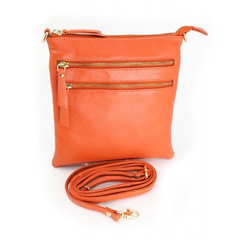 Ladies Leather Orange Slimline Handbag