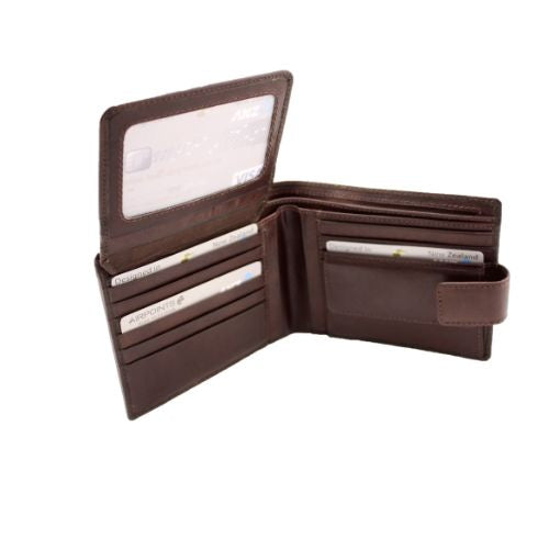 Brown Mens Leather Wallet With Coin Pocket