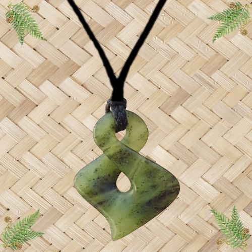 NZ Greenstone Twist Pendant - 37mm.