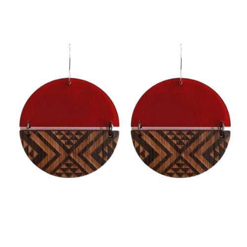 Split Tāniko Earrings - Red