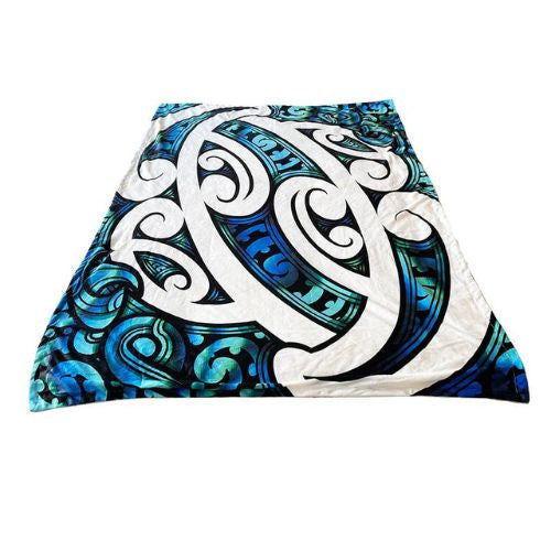 Maori Design Children's Blanket - Blue