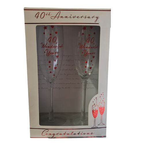 Champagne Flute - 40th Anniversary - Set of 2