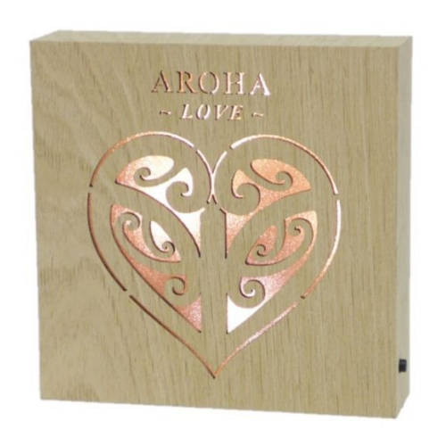 Aroha Love Wooden LED Block