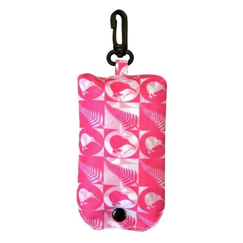 Kiwis Ferns Foldable Shopping Bag - Pink