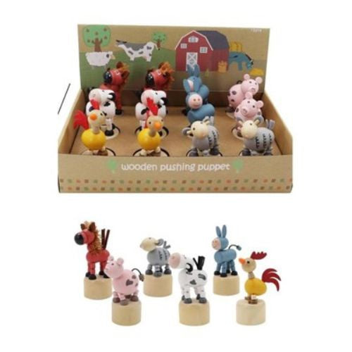 Wooden Animal Push Puppets