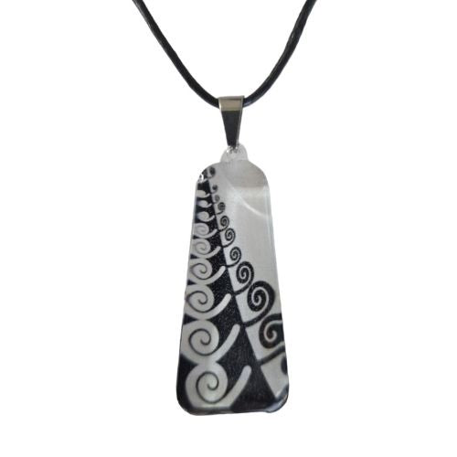 Koru Fern Tapeze Pendant - Black/White