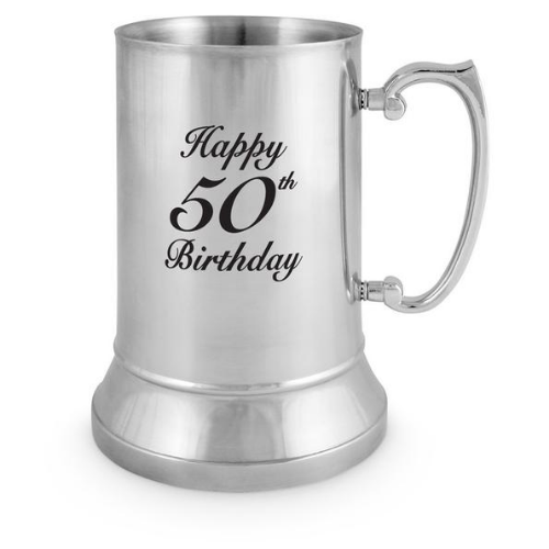 Stainless Steel Beer Tankard - Happy 50th