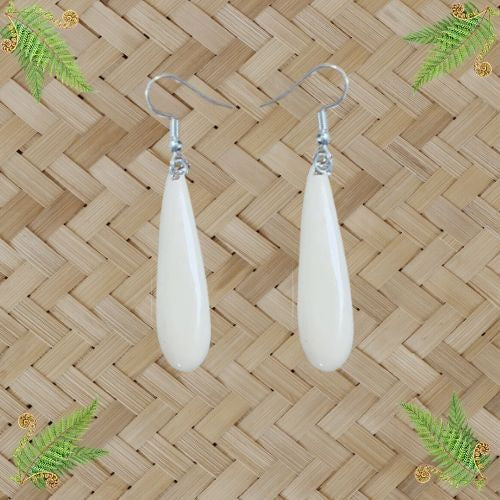 Bone Plain Drop Earrings - 50mm