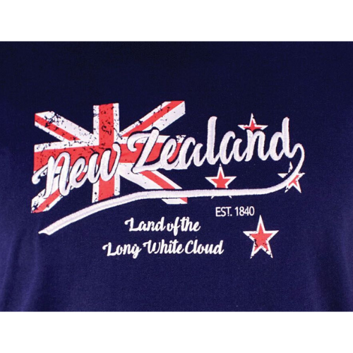 Adults NZ Flag Embroidered Tee - Navy