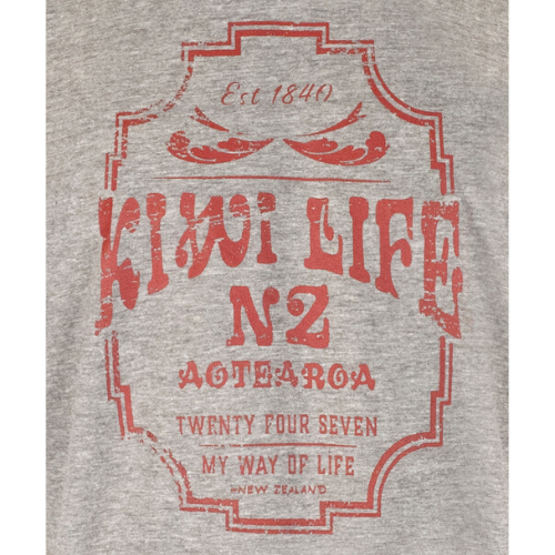Adults Kiwi Life Emblem Tee - Grey Marle