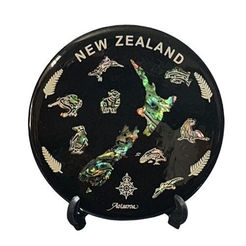 Paua NZ Map Disc - 10.5cm