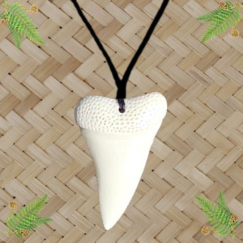 Bone Shark Tooth Pendant - 55mm