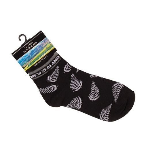 Fern Black Ankle Socks