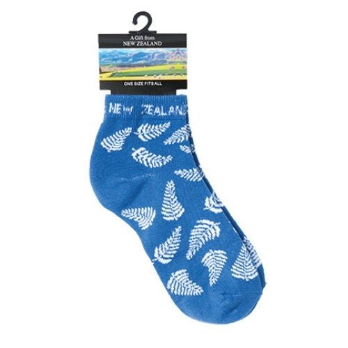 Fern Blue Ankle Socks