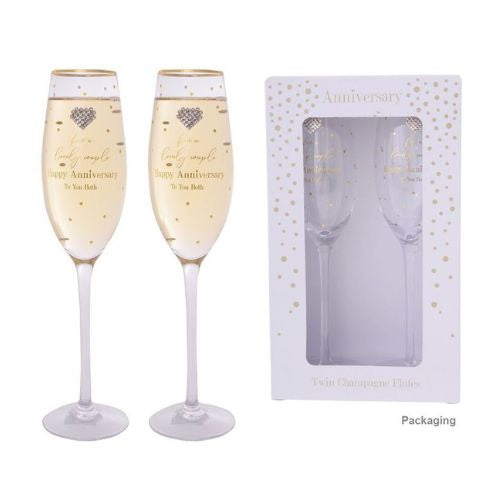 Happy Anniversary Champagne Flutes - Set of 2