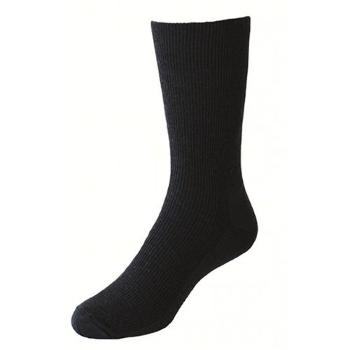 Mens Dress Merino Socks - Rib Black