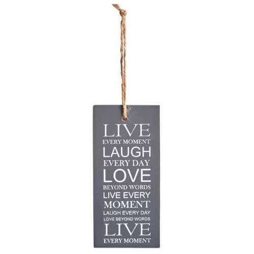 Live, Laugh, Love Hanging Quote Sign.