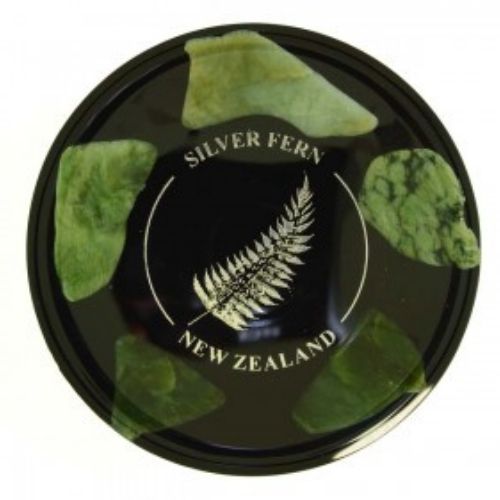New Zealand Silver Fern Coaster with Greenstone Pieces