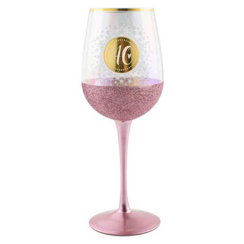 Wine Glass - 40th - Glitterati Stem