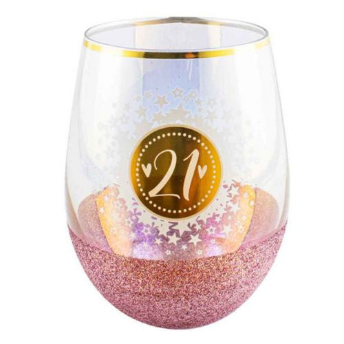 Glitterati Stemless Wine Glass - 21st