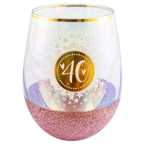 Glitterati Stemless Wine Glass - 40th