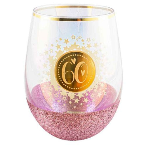 Glitterati Stemless Wine Glass - 60th