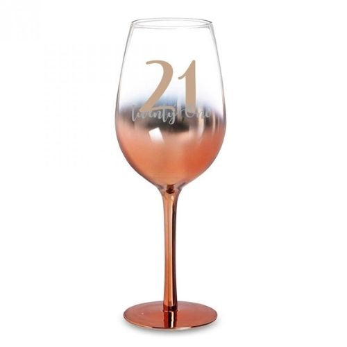 Rose Gold Ombre Stem Wine Glass - 21st