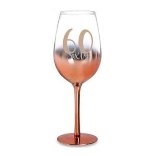 Rose Gold Ombre Stem Wine Glass - 60th