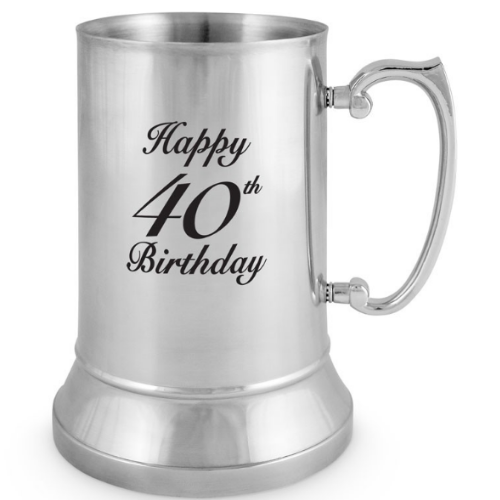 Stainless Steel Beer Tankard - Happy 40th