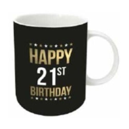 Happy Birthday Mug - Gold Foil Black - 21st