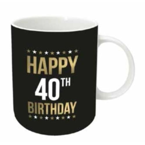 Happy Birthday Mug - Gold Foil Black - 40th