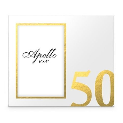 50th Birthday White/Gold Side Frame