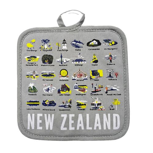 NZ Places Pot Holder - Grey