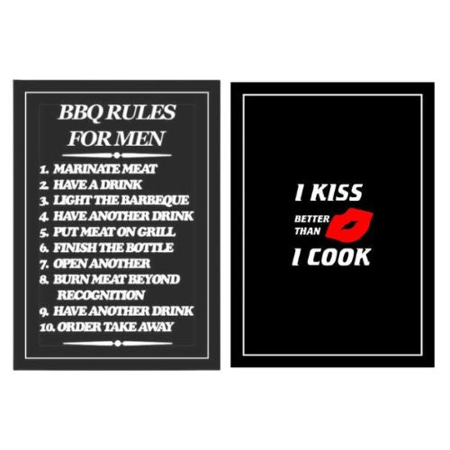 BBQ Rules/I Kiss Better Than I Cook Tea Towel Twin Pack