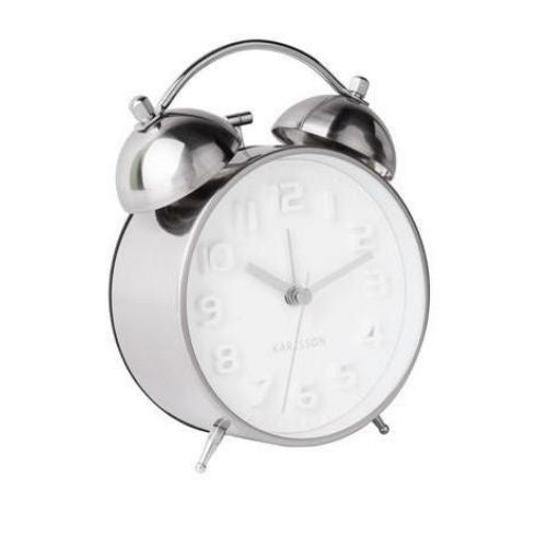 Karlsson Bell Alarm Clock MR White - Silver