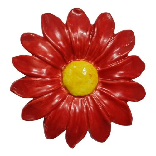 Ceramic Daisy Large Red with Yellow