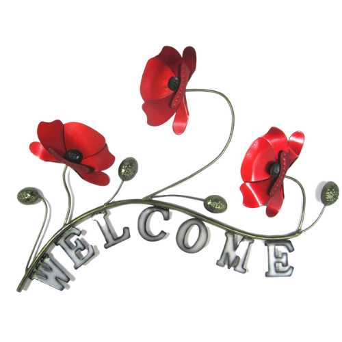 Poppies Welcome Sign
