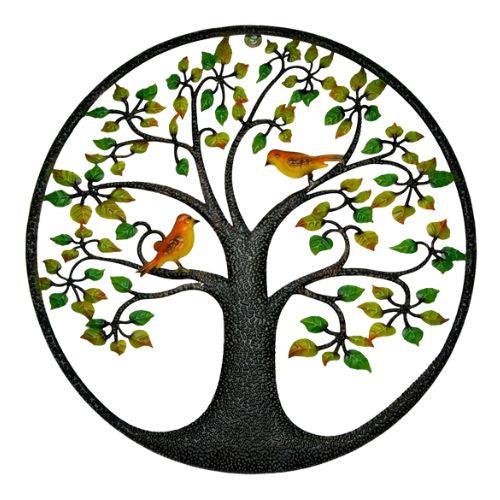 Tree of Life with Green Leaves & Birds Wall Art