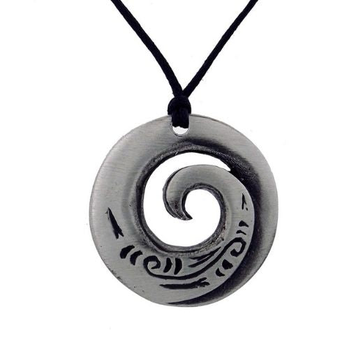 Spiral Koru Closed Pewter Pendant