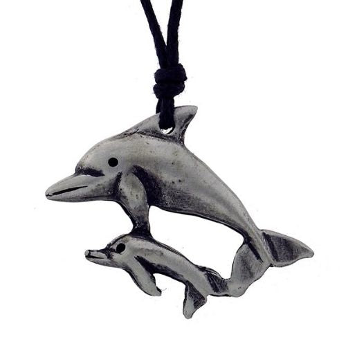 Double Dolphin Pewter Pendant