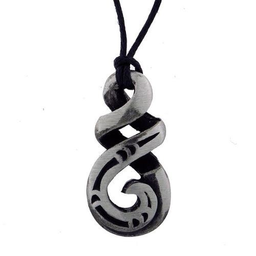 Triple Twist Engraved Pewter Pendant