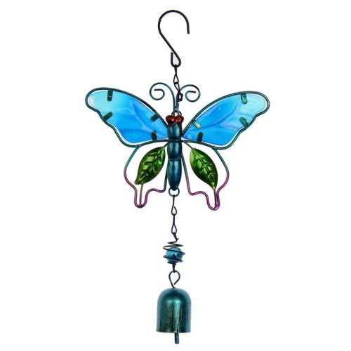 Butterfly Bell Wind Chime Blue - 30cm
