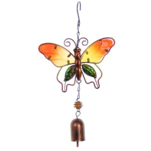 Butterfly Bell Wind Chime Orange - 30cm