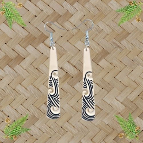 Bone Earrings Moko Markings